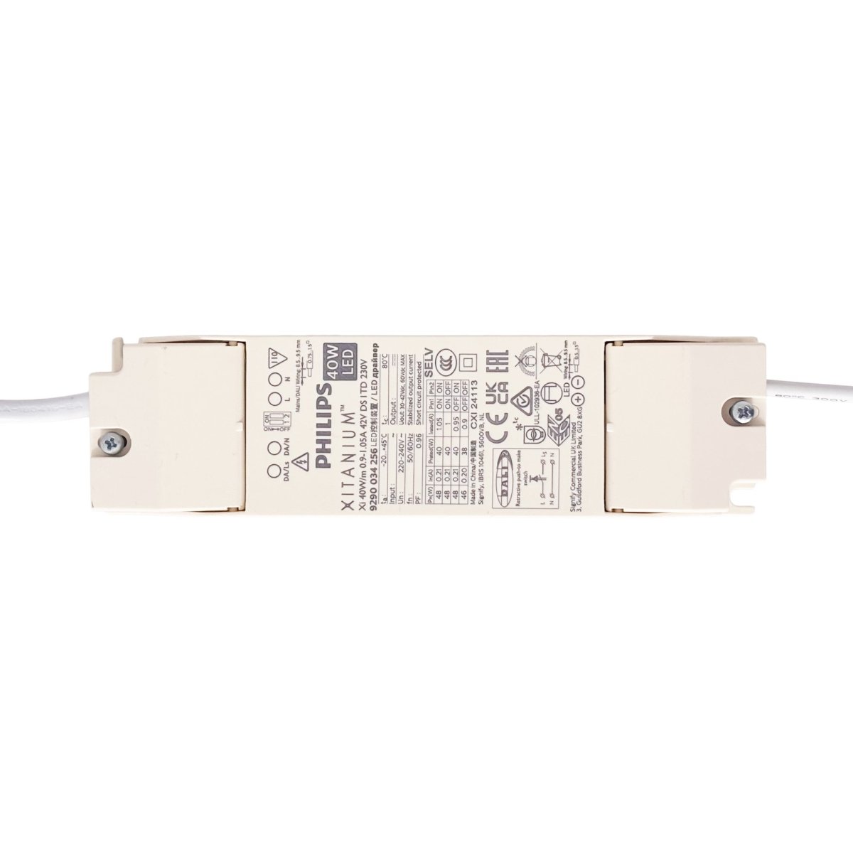 Driver regulable DALI 2.0 - Philips Xitanium - 220-240V - Salida 42V DC - 0.9-1.05A - 40W - Barcelona Led-Control y regulación