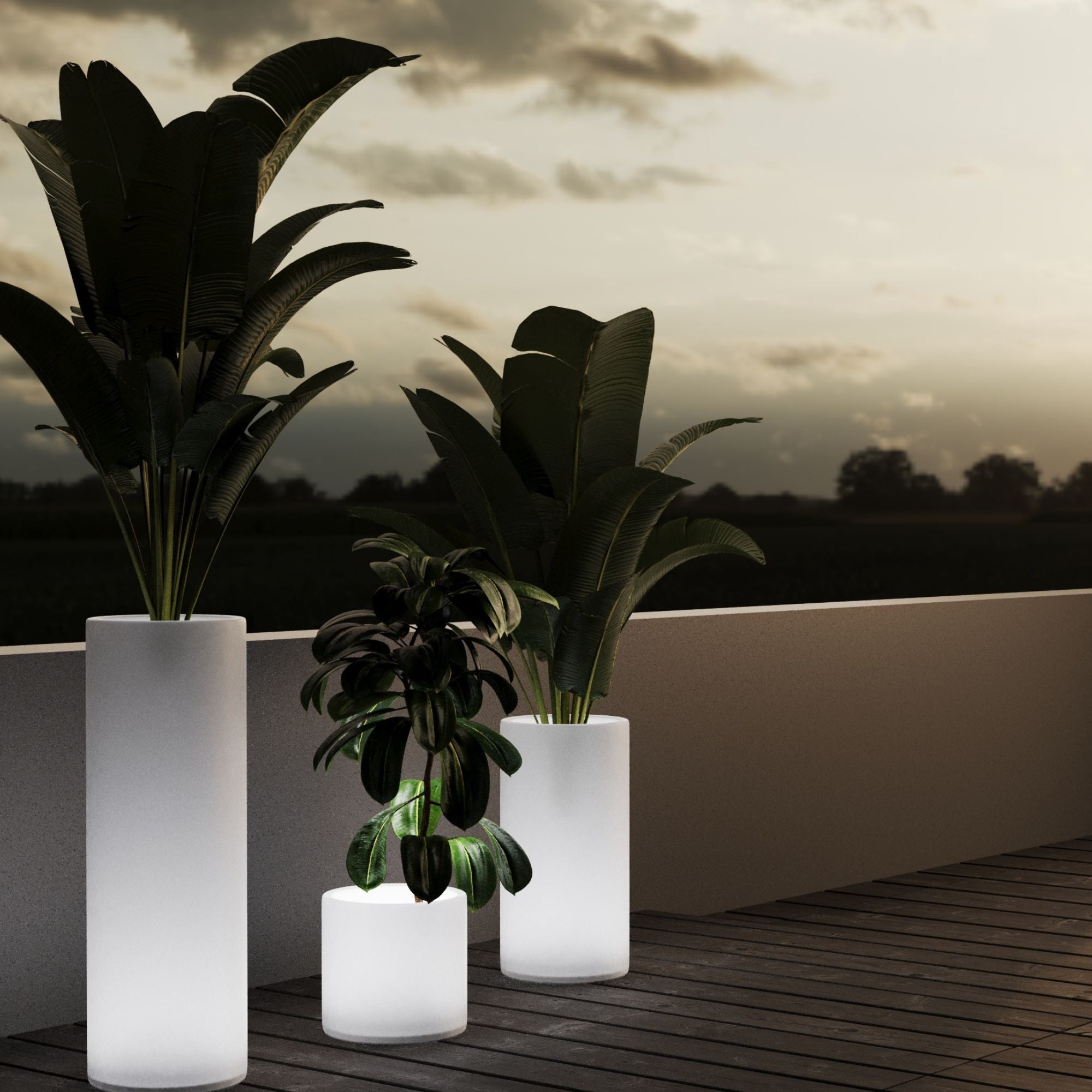Macetero cilíndrico LED RGBW - 5W - 80 x Ø 40cm - Recargable (18)