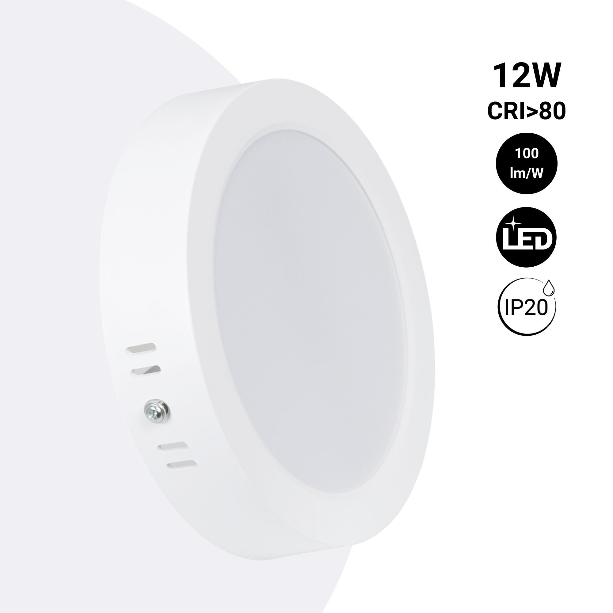 Plafón LED redondo de superficie - 12W - Alta Eficiencia