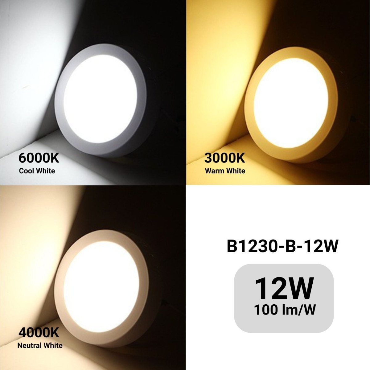 Plafón LED redondo de superficie - 12W - Alta Eficiencia - Barcelona Led-