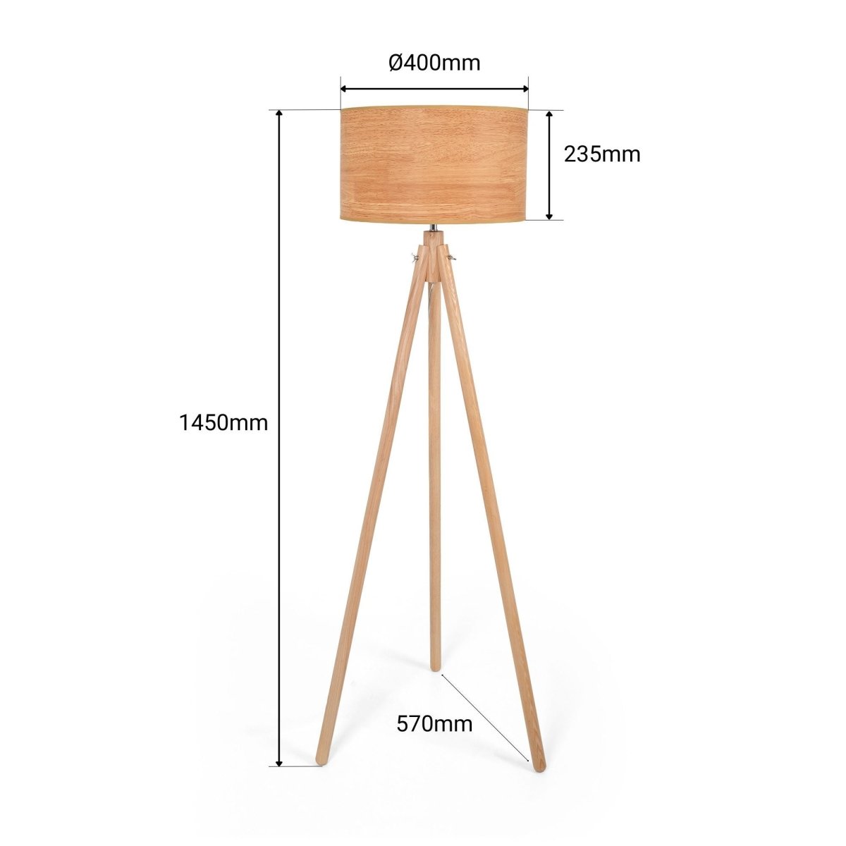 Lámpara de pie trípode "MARTINE" - Madera -  E27 - Barcelona Led-Decoración
