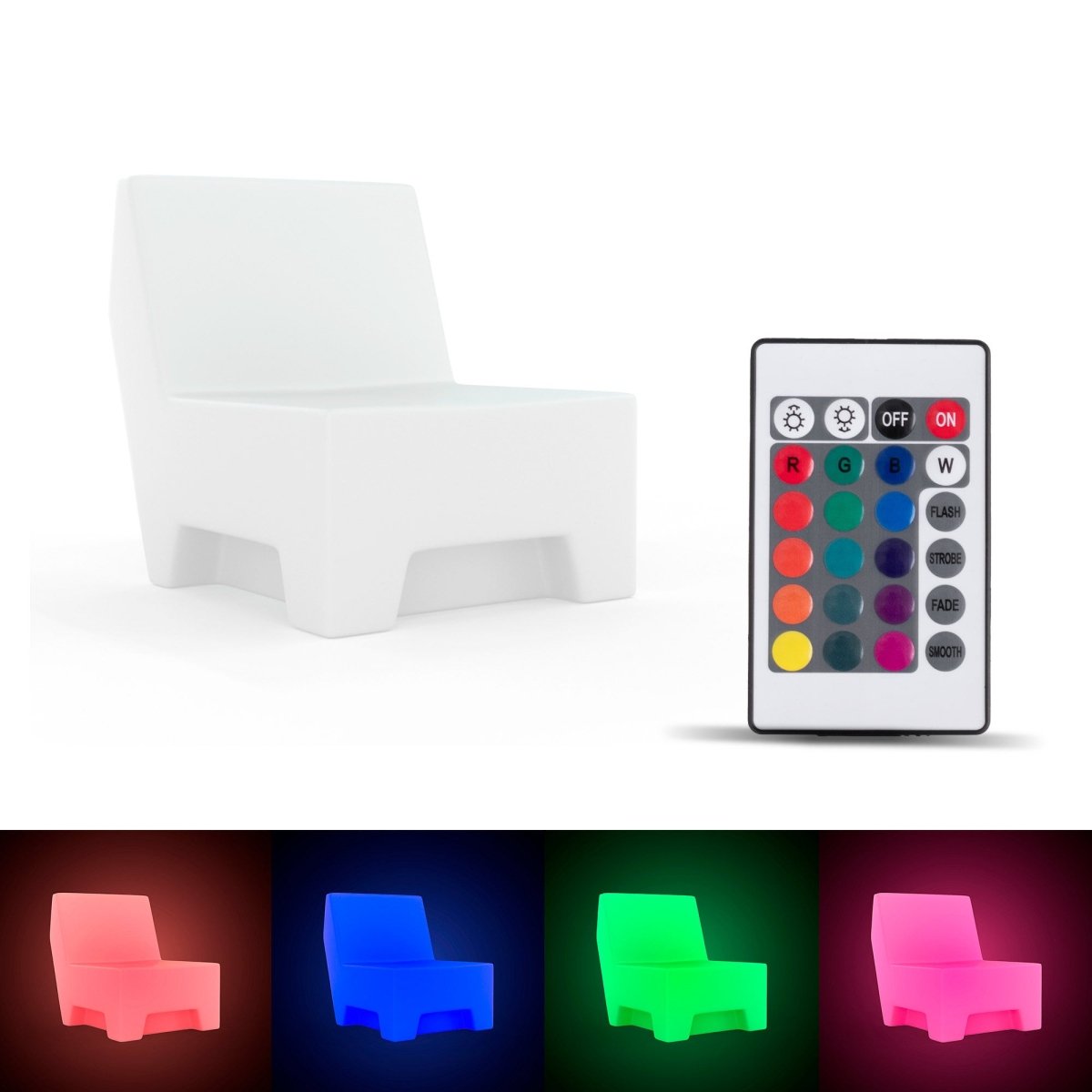 Asiento luminoso LED RGBW - XL - 16W - Recargable - Barcelona Led-Mobiliario