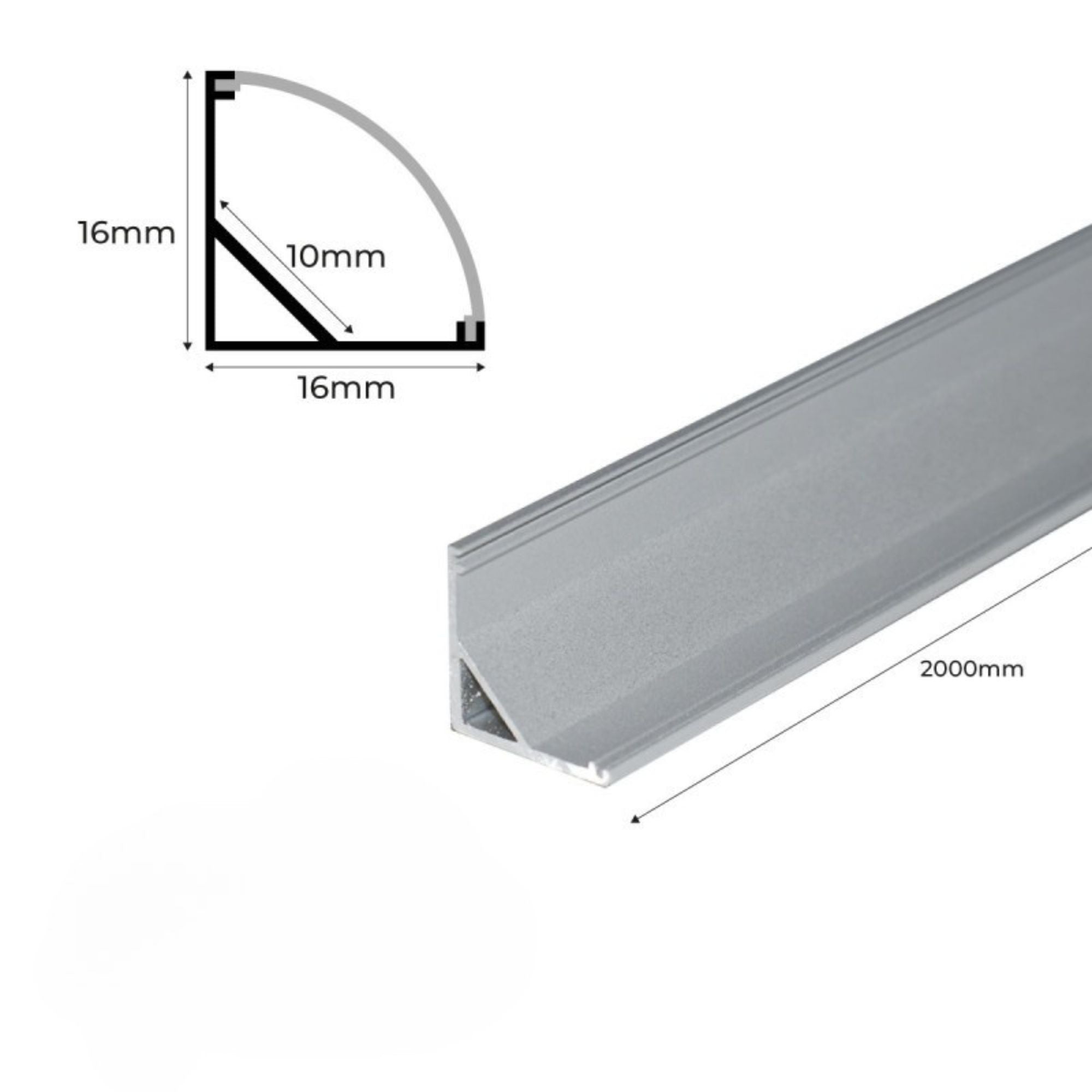 Perfil para tira led de esquinas - Superficie - 16x16mm (5)