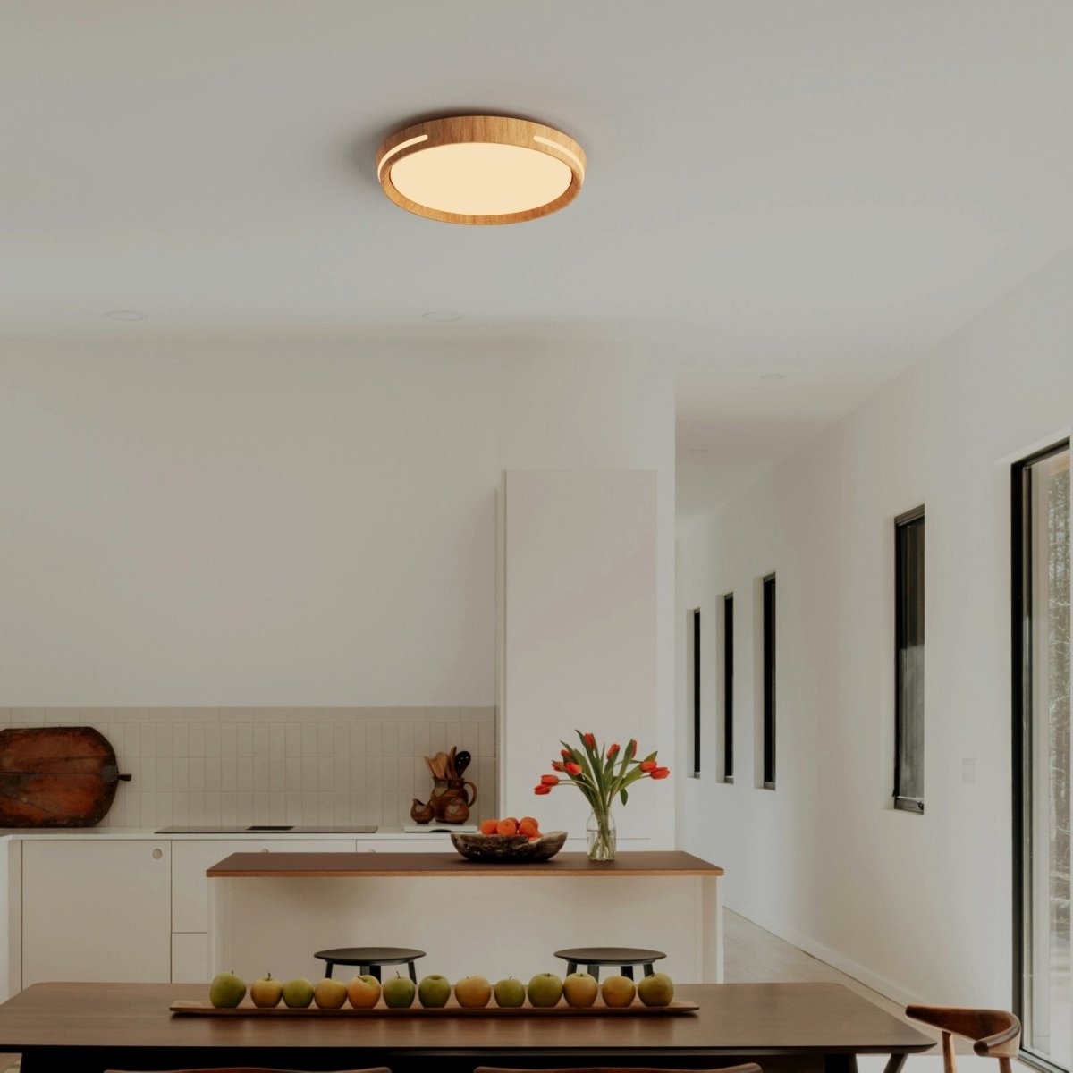 Plafón de techo LED CCT - 24W - Efecto lateral - Color madera Ø40cm - Barcelona Led-