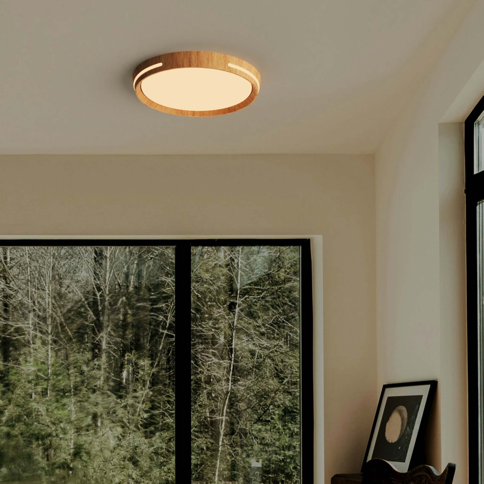 Plafón de techo LED CCT - 24W - Efecto lateral - Color madera Ø40cm (39)