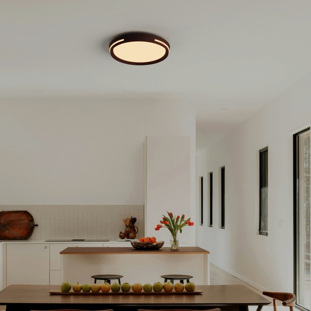 Plafón de techo LED CCT - 24W - Efecto lateral - Color madera Ø40cm - Barcelona Led-