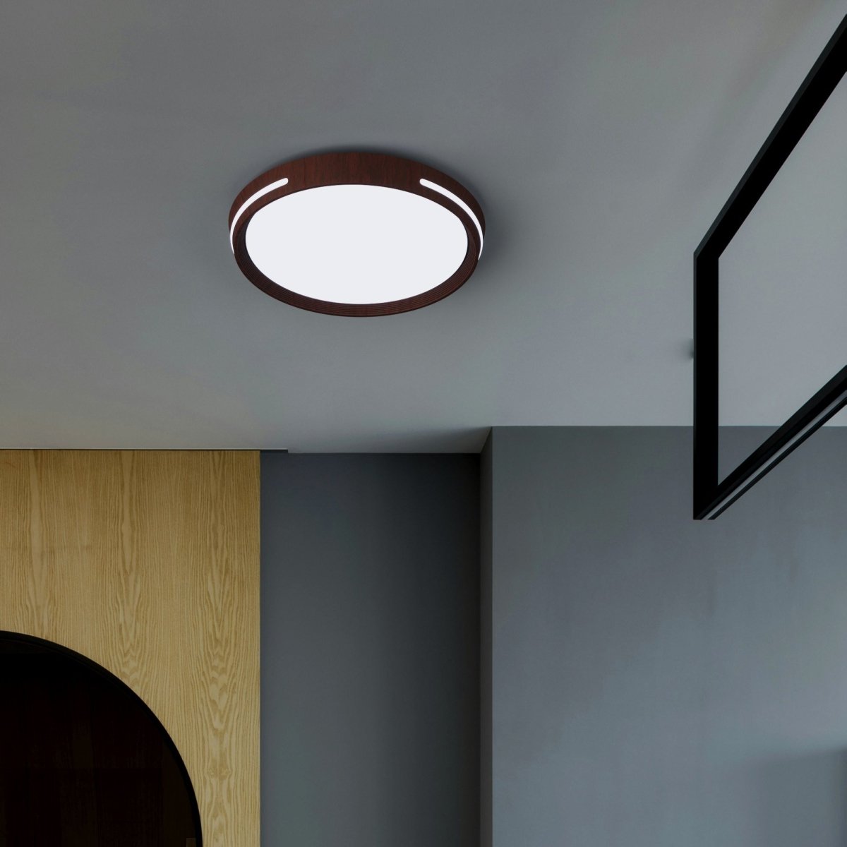 Plafón de techo LED CCT - 24W - Efecto lateral - Color madera Ø40cm - Barcelona Led-
