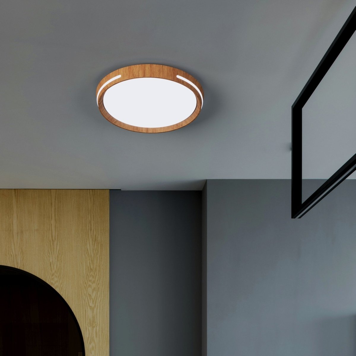 Plafón de techo LED CCT - 24W - Efecto lateral - Color madera Ø40cm - Barcelona Led-