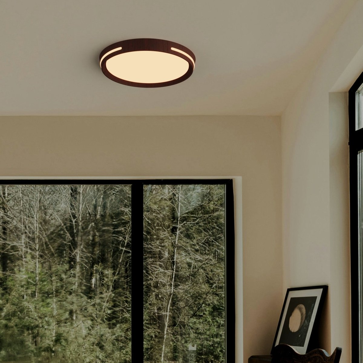 Plafón de techo LED CCT - 24W - Efecto lateral - Color madera Ø40cm - Barcelona Led-