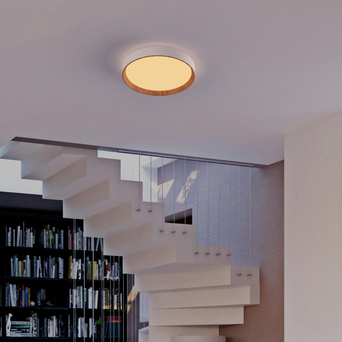 Lámpara de techo LED CCT tipo plafón - 36W - Efecto madera - Ø50cm - Barcelona Led-