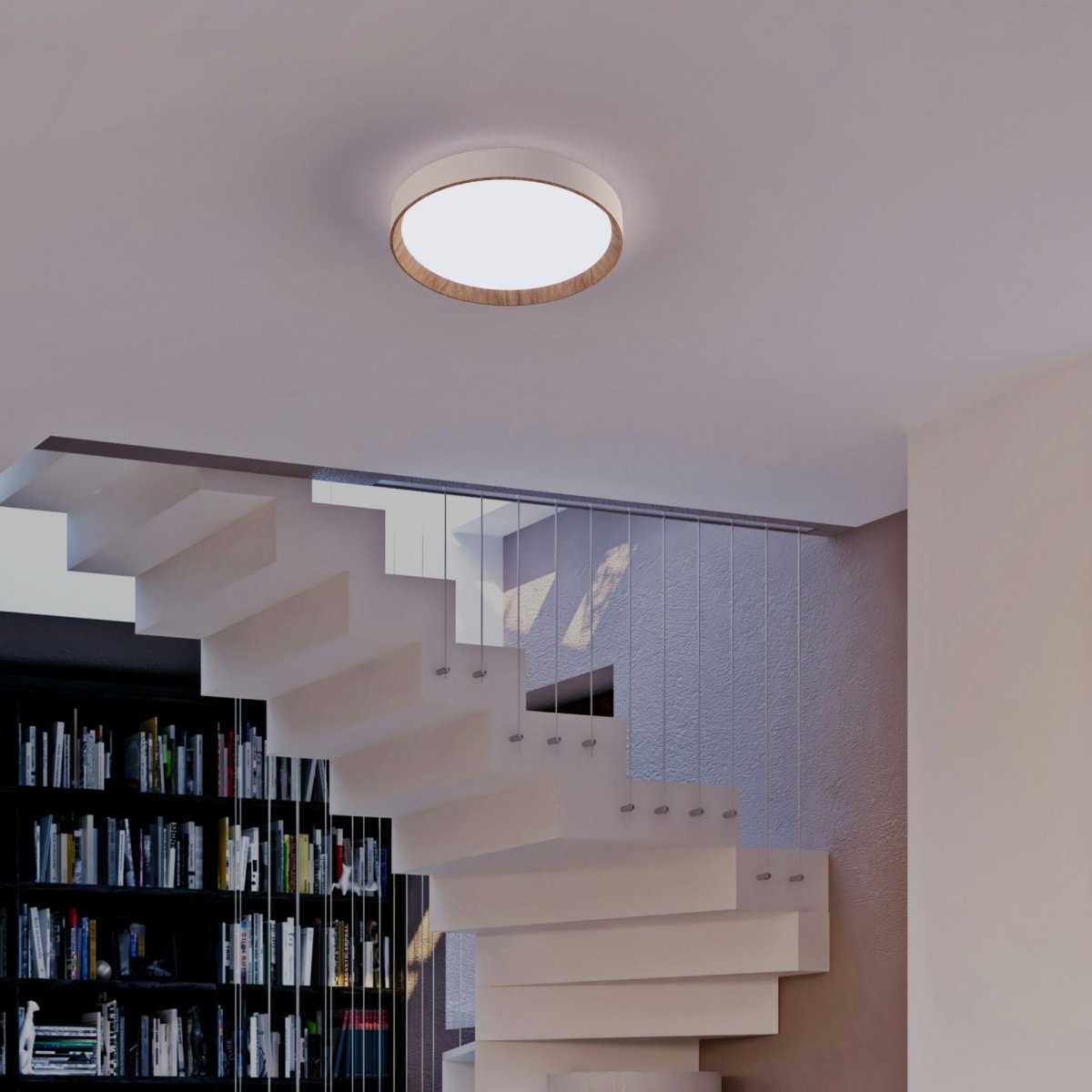Lámpara de techo LED CCT tipo plafón - 36W - Efecto madera - Ø50cm - Barcelona Led-