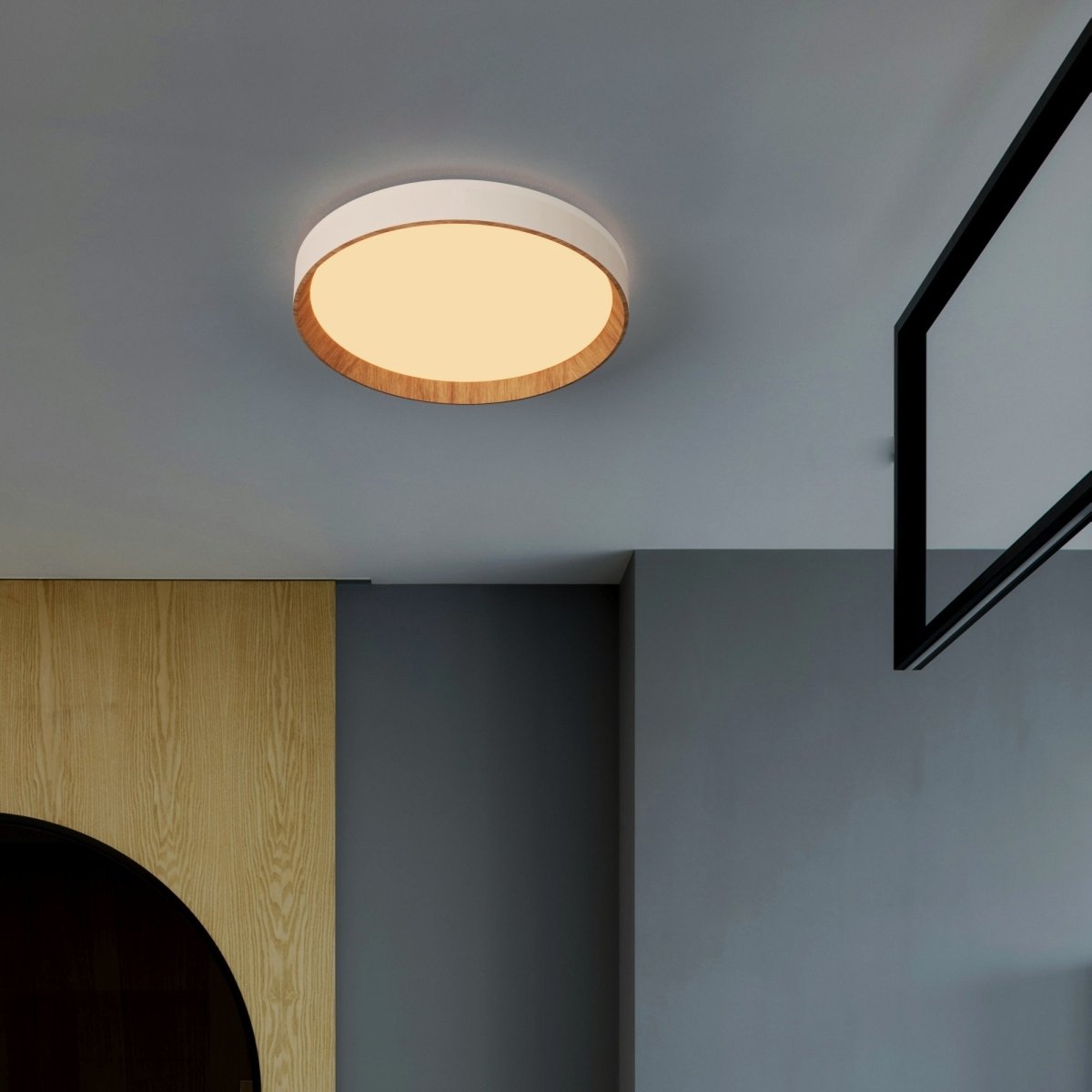 Lámpara de techo LED CCT tipo plafón - 36W - Efecto madera - Ø50cm - Barcelona Led-
