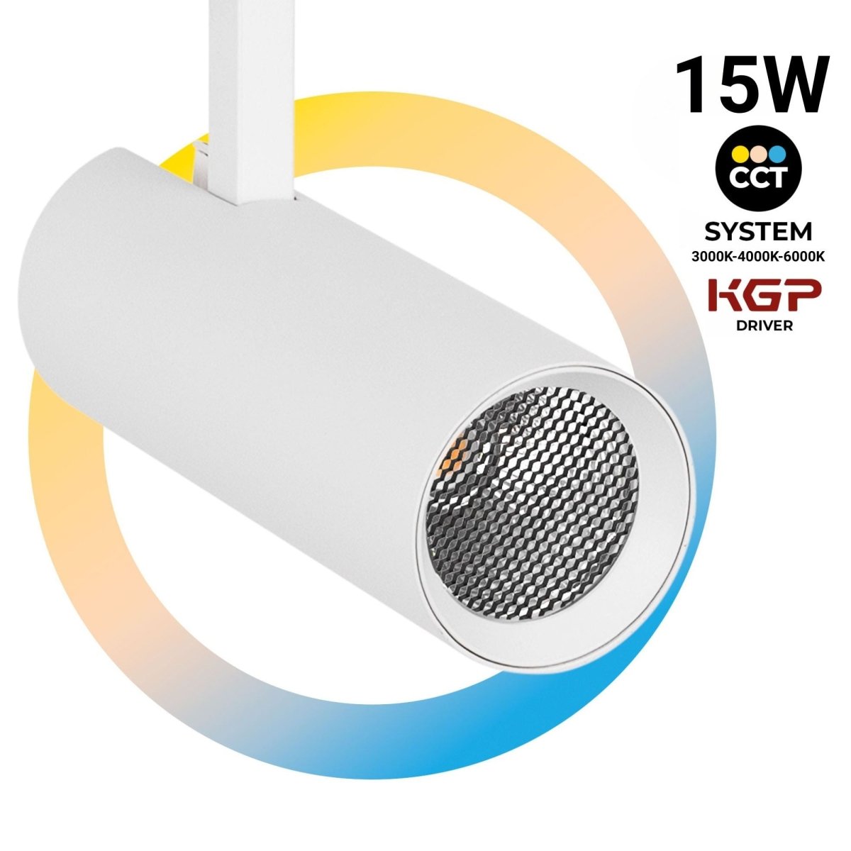 Proyector LED para carril monofásico - CCT - 15W - CRI 90 - Driver KGP - Barcelona Led-