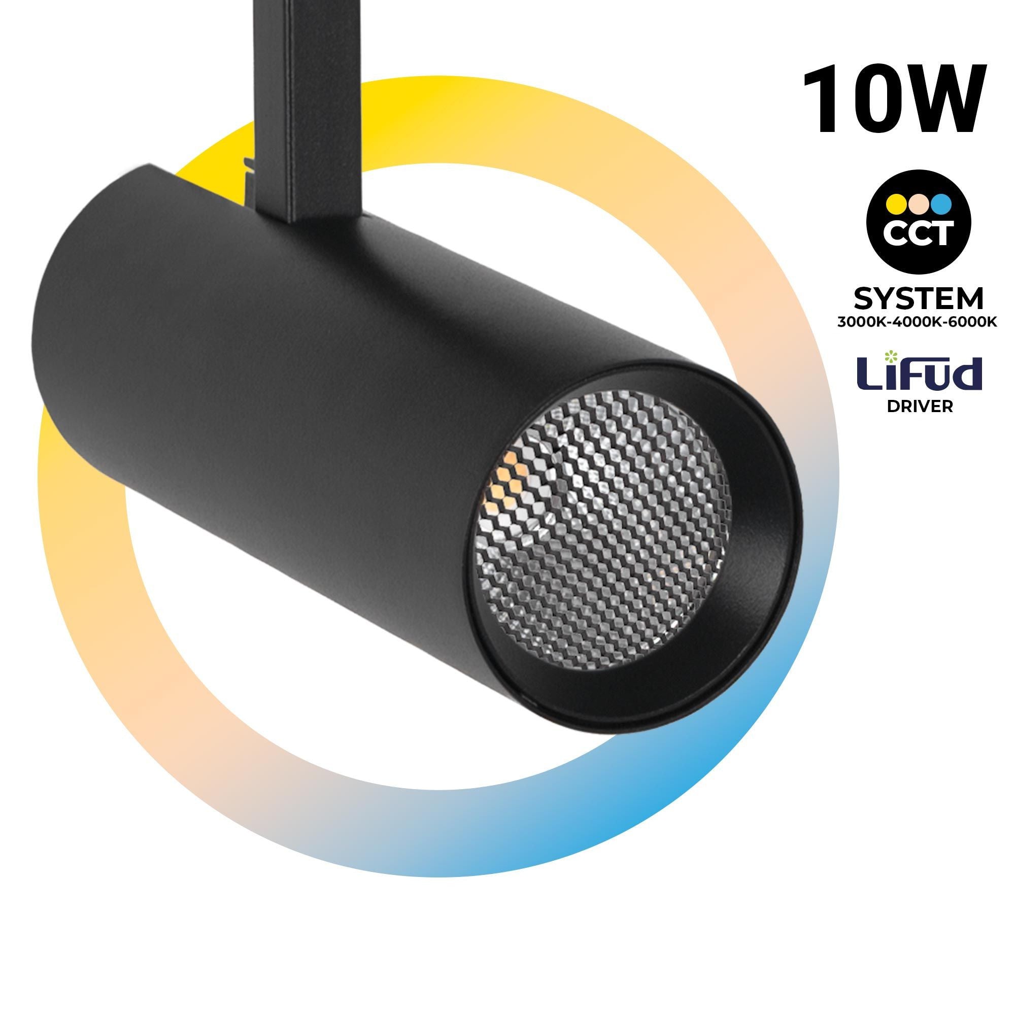 Proyector LED para carril trifásico - 10W - CCT - CRI90 - 860 lm