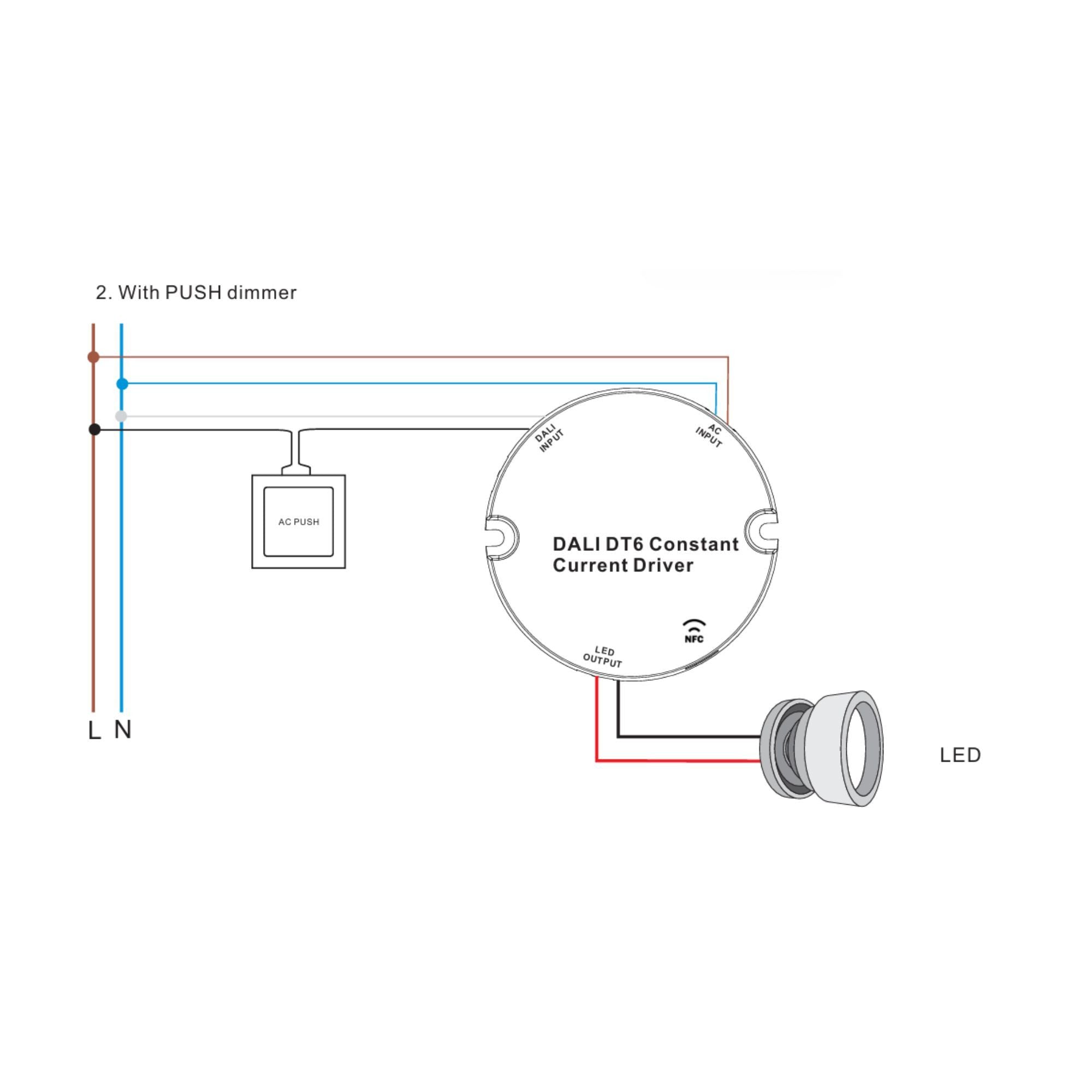 DALI DT6 NFC dimmable driver monochrome 220-240V - Output 10-42V DC ...
