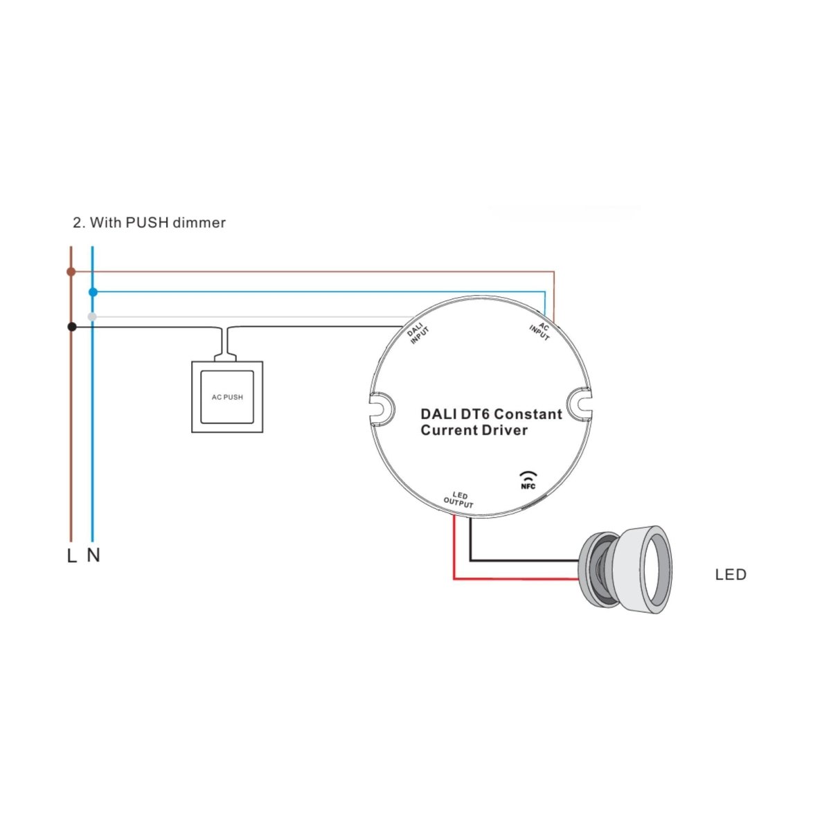 Driver regulable DALI DT6 NFC monocolor 220-240V - Salida 10-42V DC - 15W- 200-700mA - Barcelona Led-