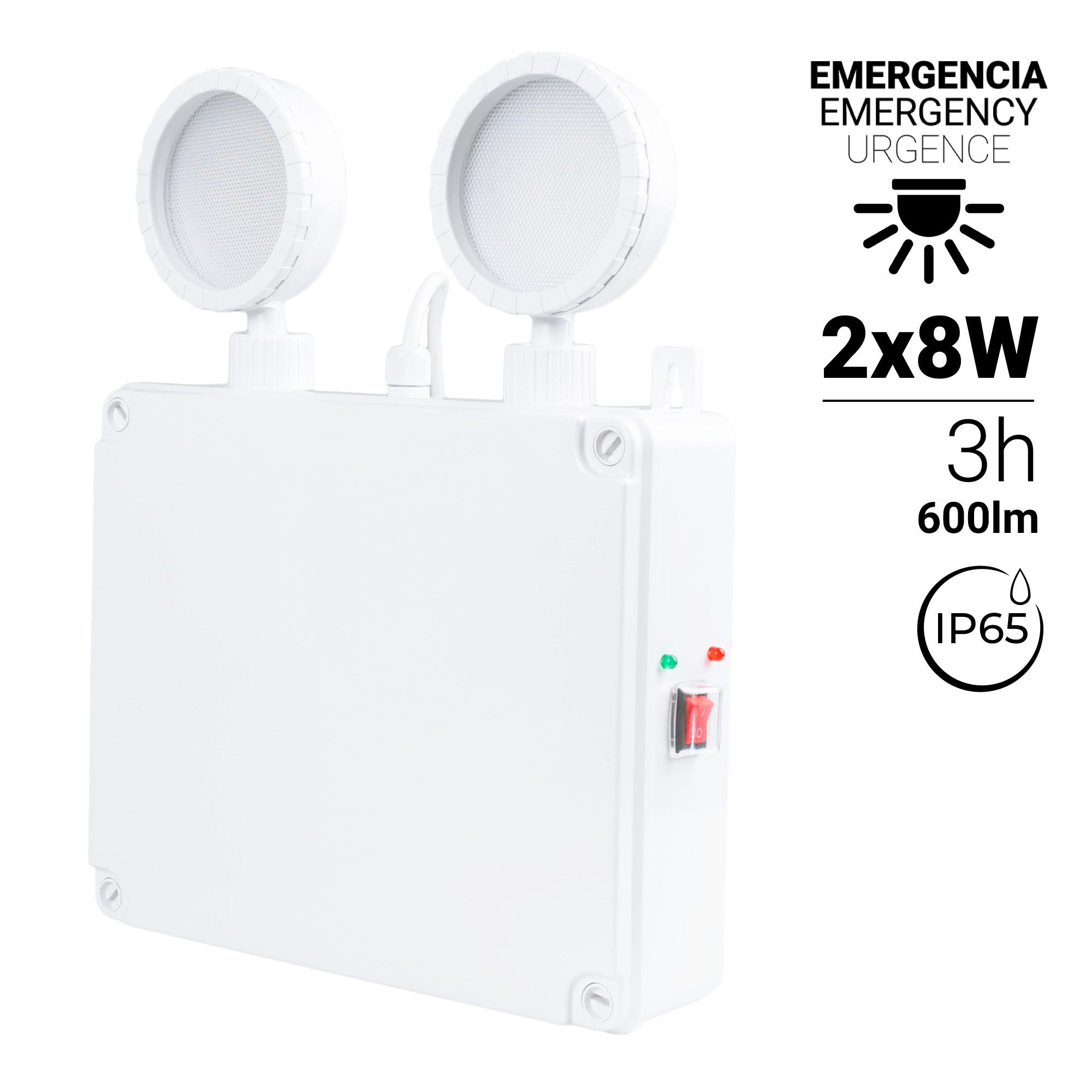 Luz de emergencia LED industrial - 2 x 8W - IP65