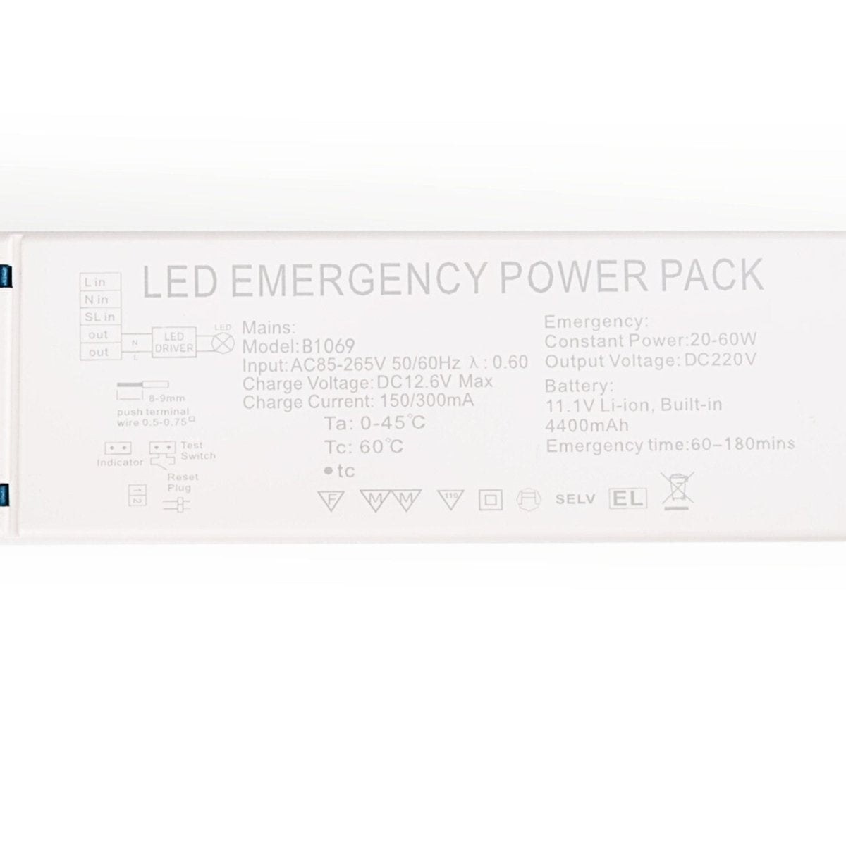 Driver LED para emergencia - Salida 3-60W - 3h autonomía - Luz 3-60W - Barcelona Led-