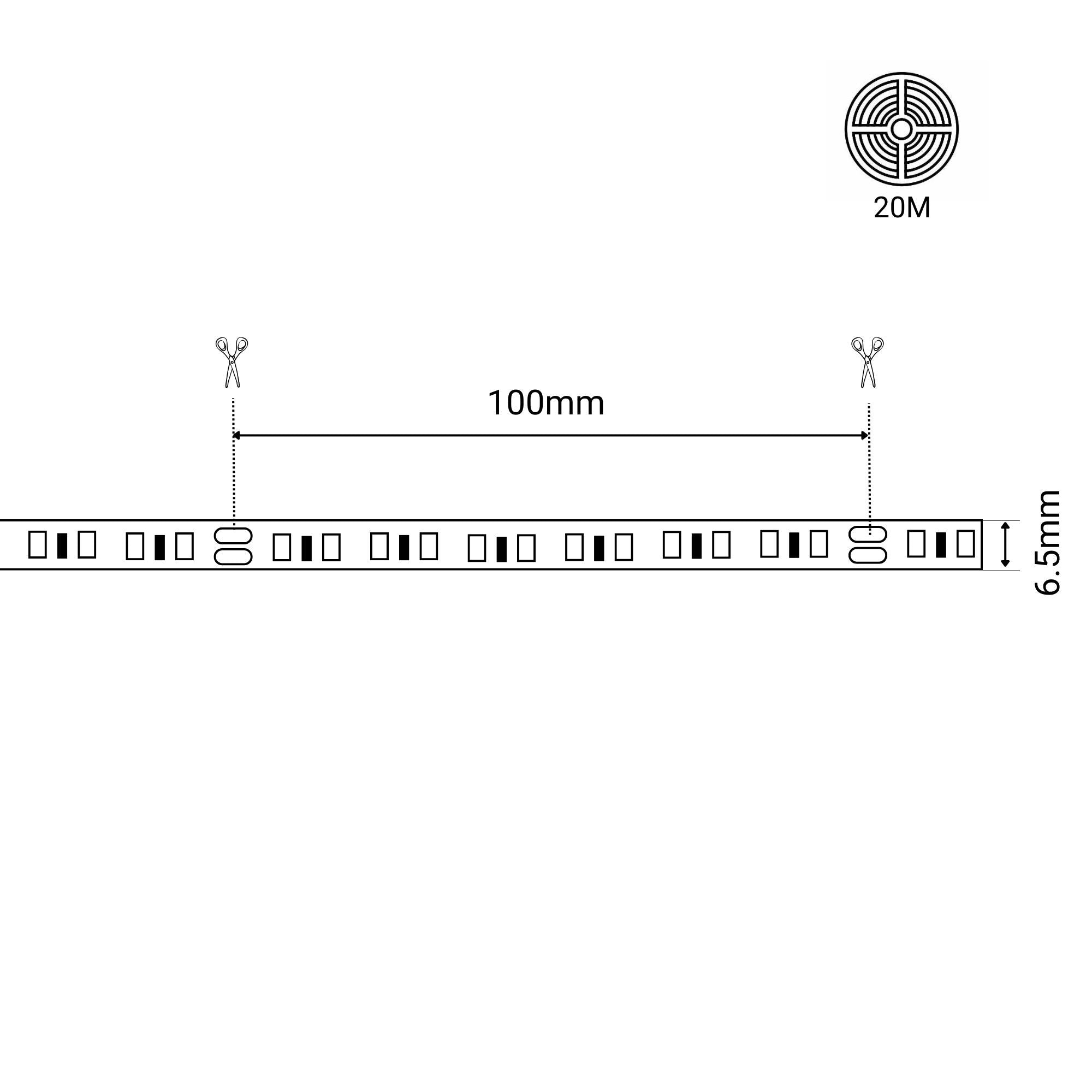 Tira LED 220V AC - Monocolor - 8W/m - 6.5mm - IP44 - 20 metros - 120ch/m (2)