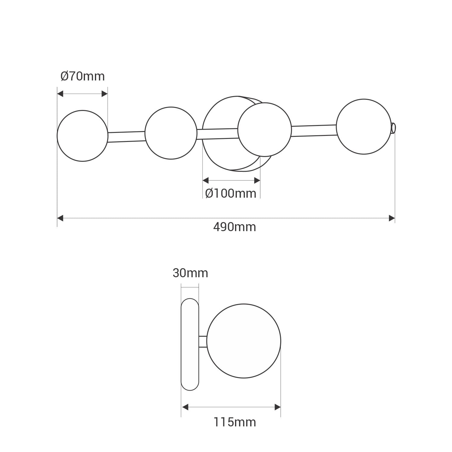 Aplique LED para baño - Esferas frontales - 12W - 4000K (2)