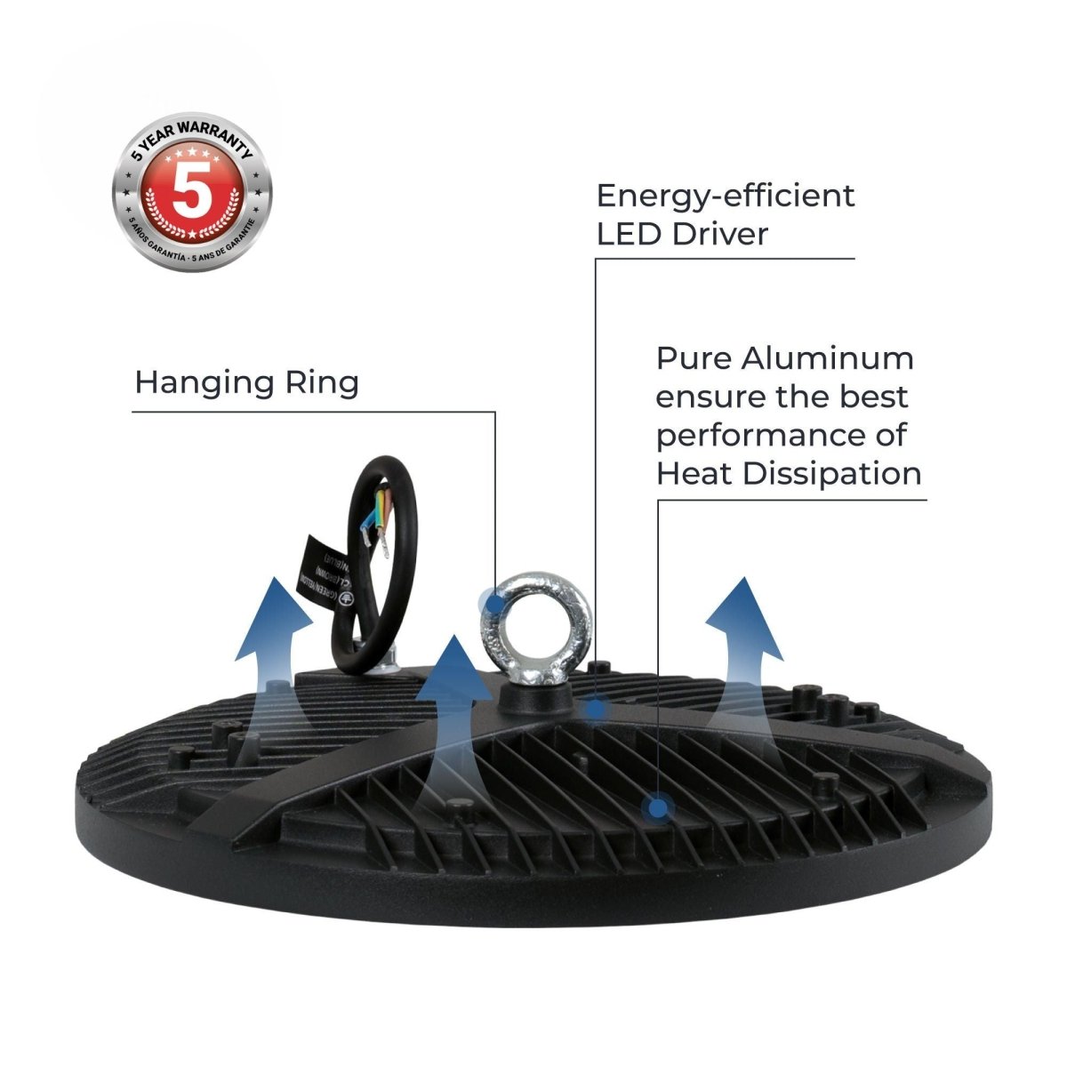 Campana LED industrial - 150W - IP65 - 110lm/W - 5 años de garantía - Barcelona Led-