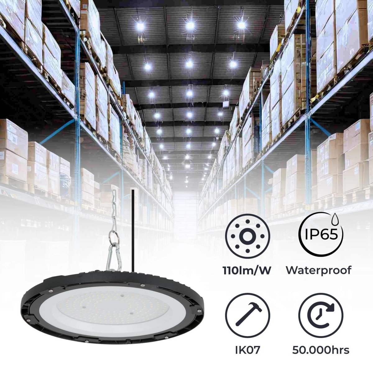 Campana LED industrial - 150W - IP65 - 110lm/W - 5 años de garantía - Barcelona Led-