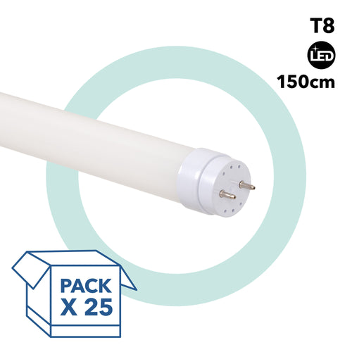 PACK x 25 - Tubo LED T8 - 22W - 150cm - 2280lm - Conexión 1 punta