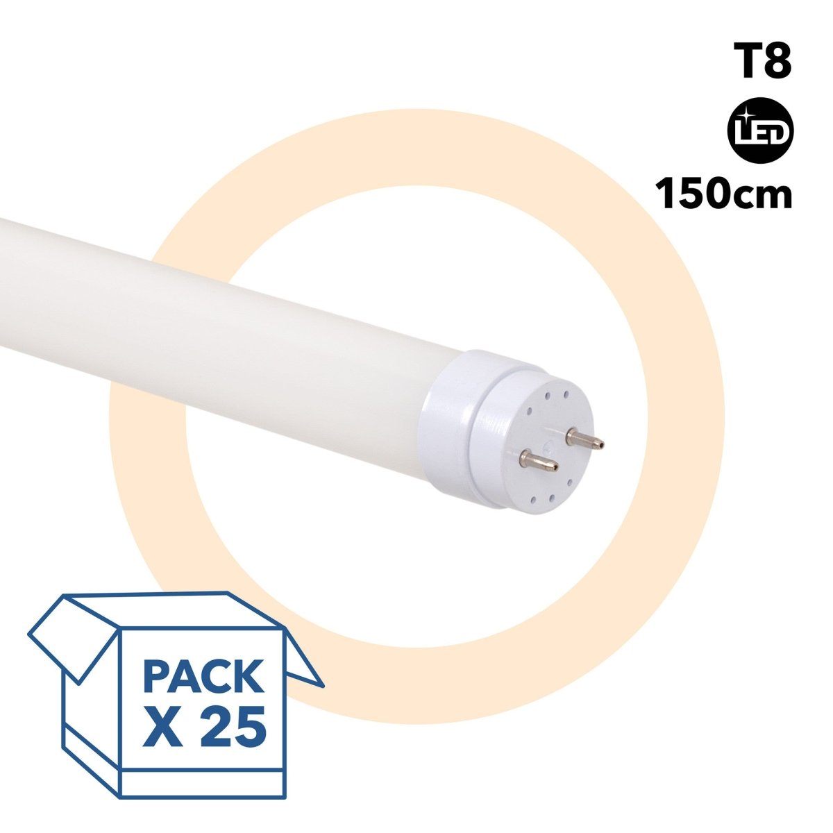 PACK x 25 - Tubo LED T8 - 22W - 150cm - 2280lm - Conexión 1 punta - Barcelona Led-