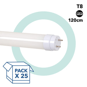 PACK x 25 - Tubo LED T8 - 18W - 120cm - 1850lm - Conexión 1 punta