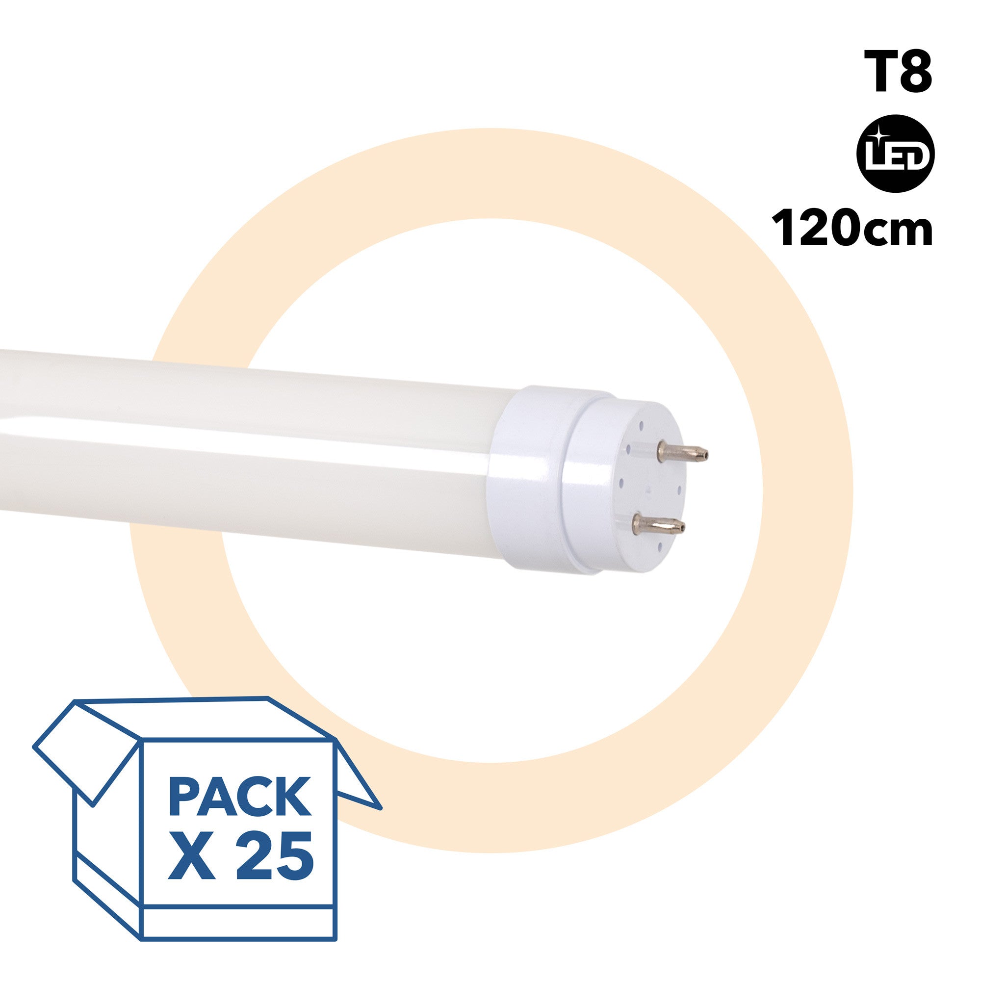 PACK x 25 - Tubo LED T8 - 18W - 120cm - 1850lm - Conexión 1 punta (8)