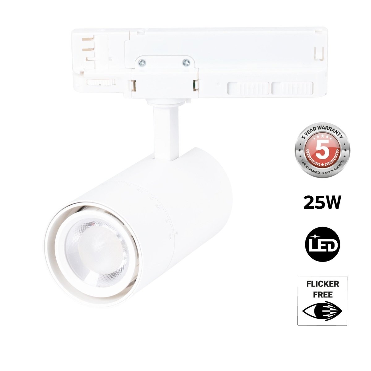 Proyector LED para carril trifásico - Potencia ajustable + ZOOM: 15W/20W/25W - CCT - Barcelona Led-