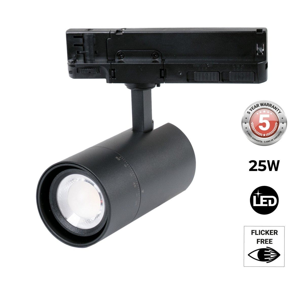 Proyector LED para carril trifásico - Potencia ajustable + ZOOM: 15W/20W/25W - CCT - Barcelona Led-