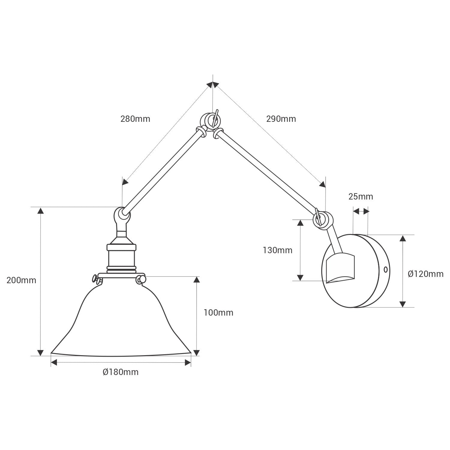 Aplique de pared con flexo "BILLAR" - Verde - E27 (24)