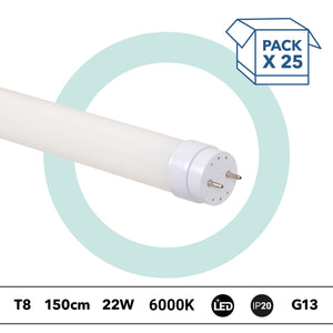 PACK x 25 - Tubo LED T8 - 22W - 150cm - 2280lm - Conexión 1 punta (11)