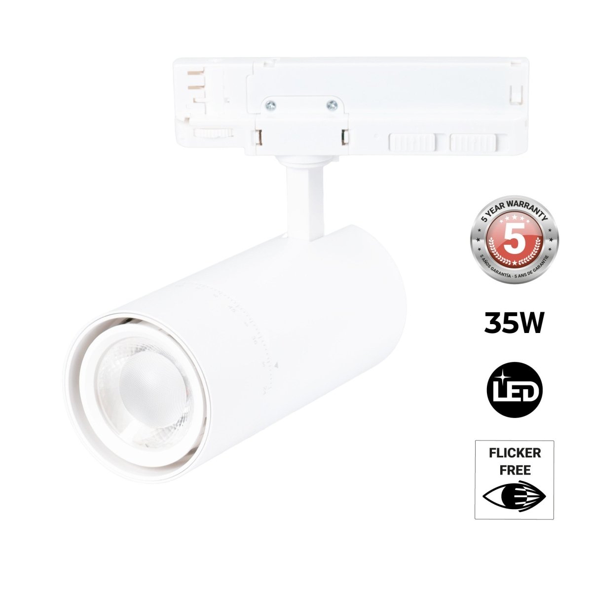 Proyector LED para carril trifásico - Potencia ajustable + ZOOM: 25W/30W/35W - CCT - Barcelona Led-