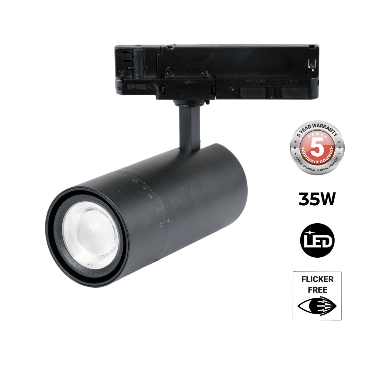 Proyector LED para carril trifásico - Potencia ajustable + ZOOM: 25W/30W/35W - CCT - Barcelona Led-