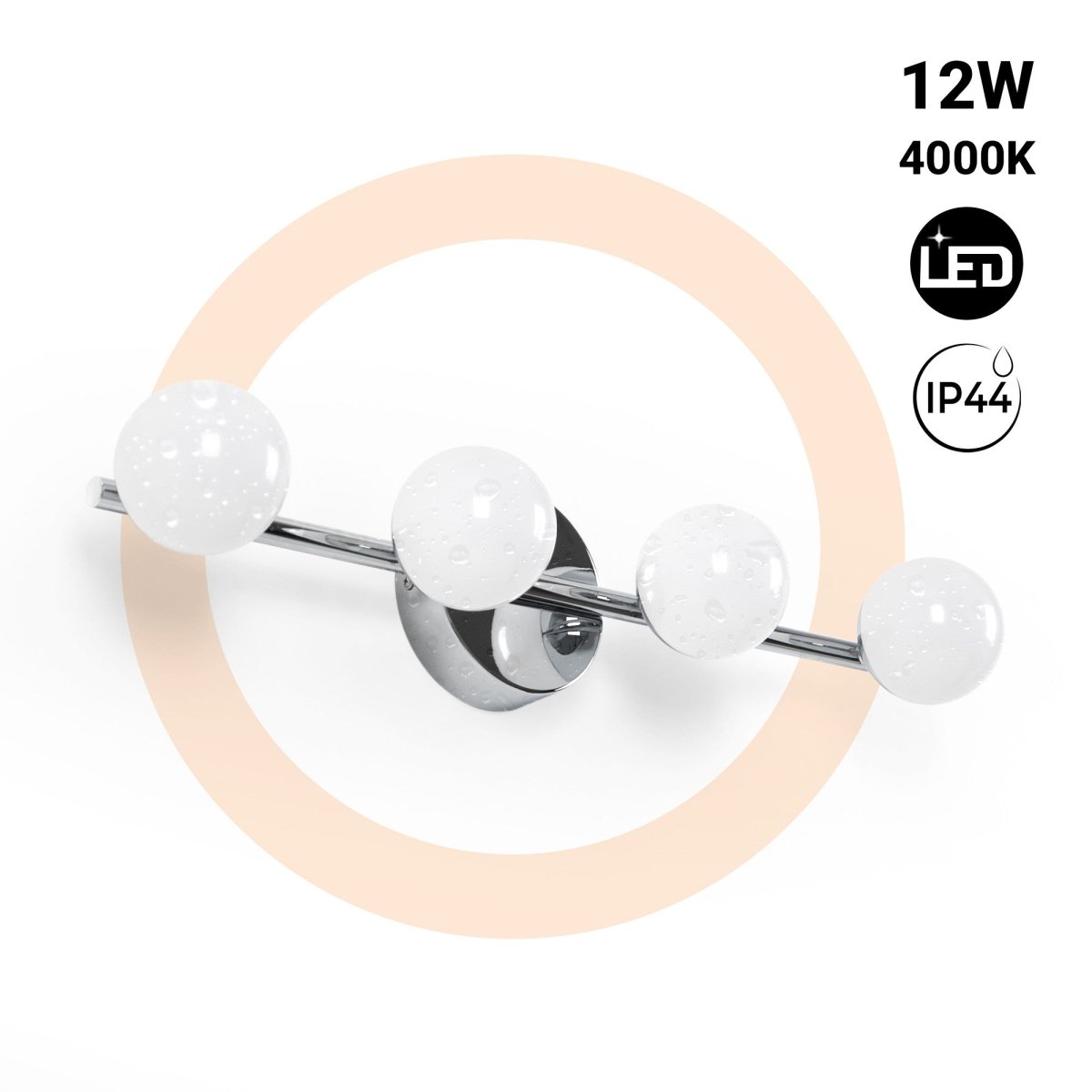 Aplique LED para baño - Esferas frontales - 12W - 4000K - Barcelona Led-Decoración