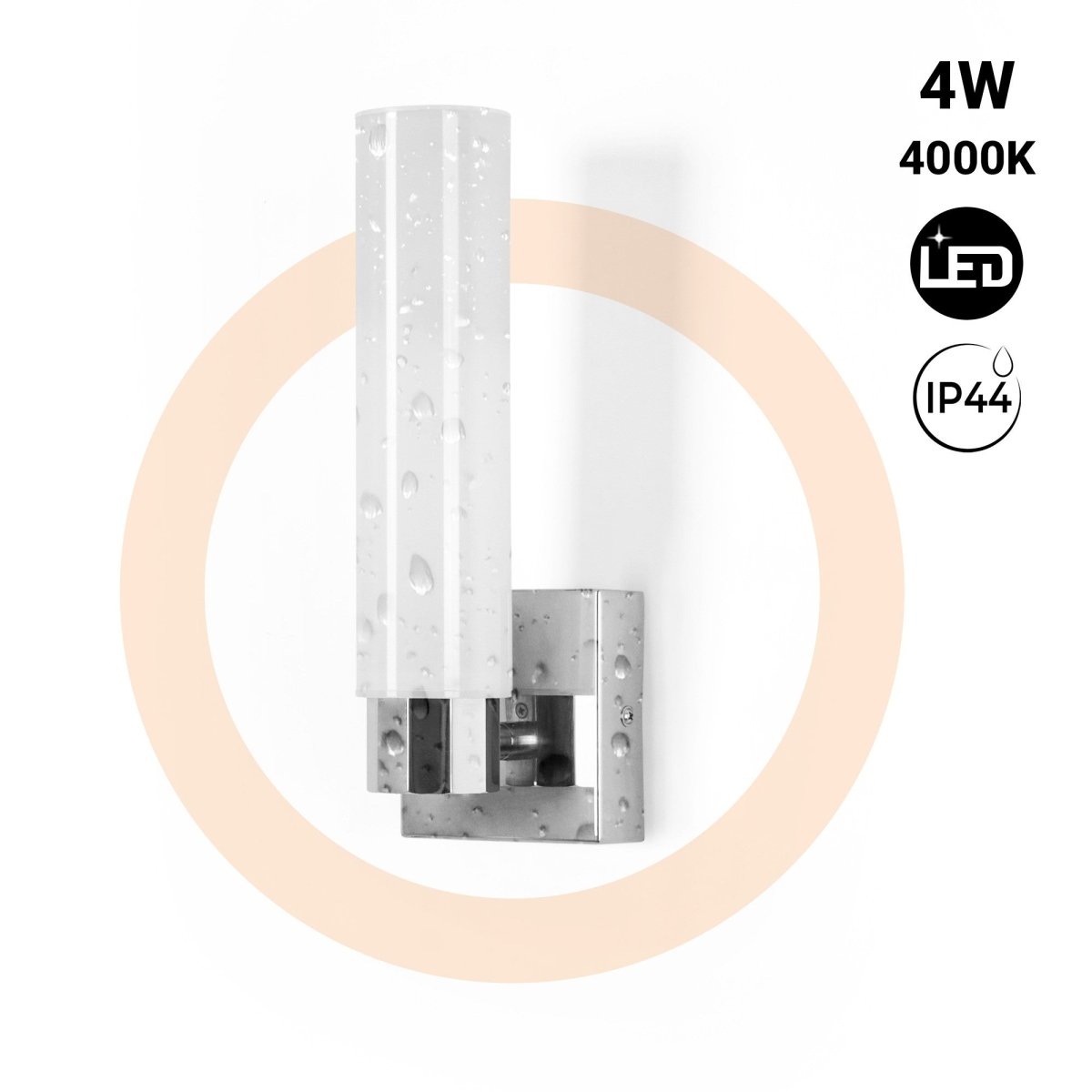 Aplique LED tubular para baño - 4W - 320lm - IP44 - Barcelona Led-