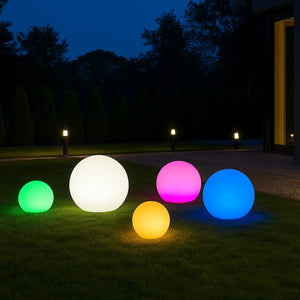 Lámpara de mesa o suelo esfera exterior - RGBW - 1W - Ø25cm - Recargable (15)