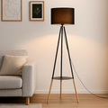 Lámpara de pie con mesita incorporada y trípode 