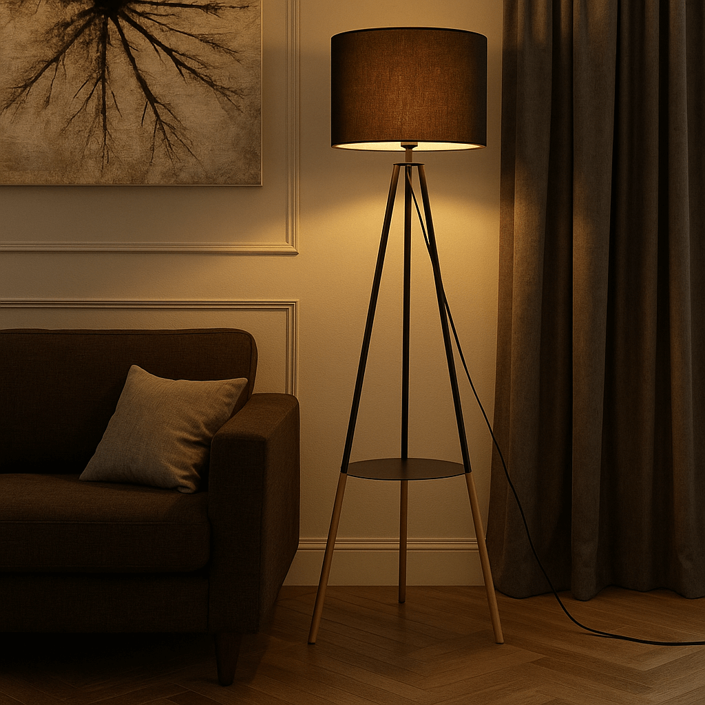 Lámpara de pie con mesita incorporada y trípode "Mandi" (9)