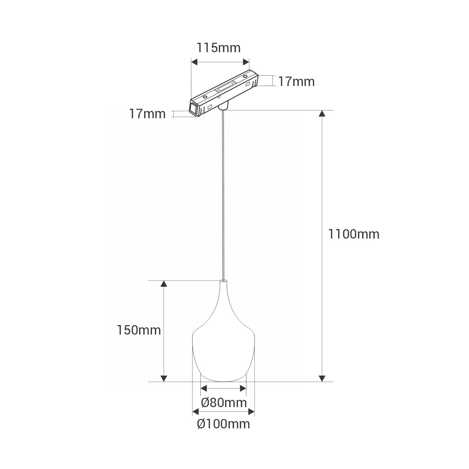Lámpara colgante LED carril magnético 48V "NIL"- 9W - 2700K - Driver Eaglerise - Chip OSRAM (9)