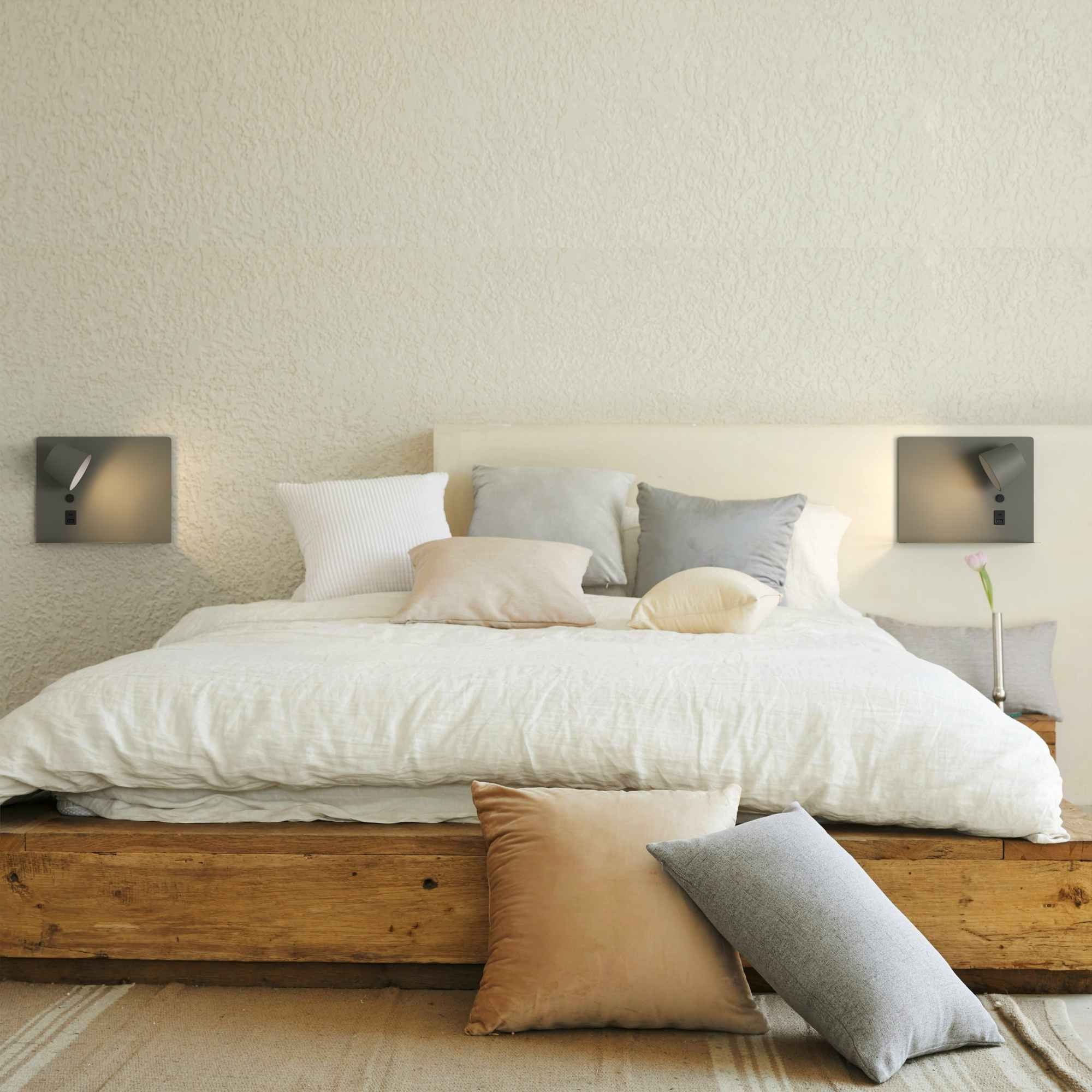 Aplique de pared para lectura con puerto USB y USBC "BASKOP" - 6W - Izquierda y Derecha (35)