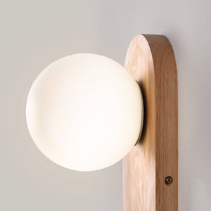 Aplique de pared bola cristal "SOMA" con interruptor - E27 - Madera (7)