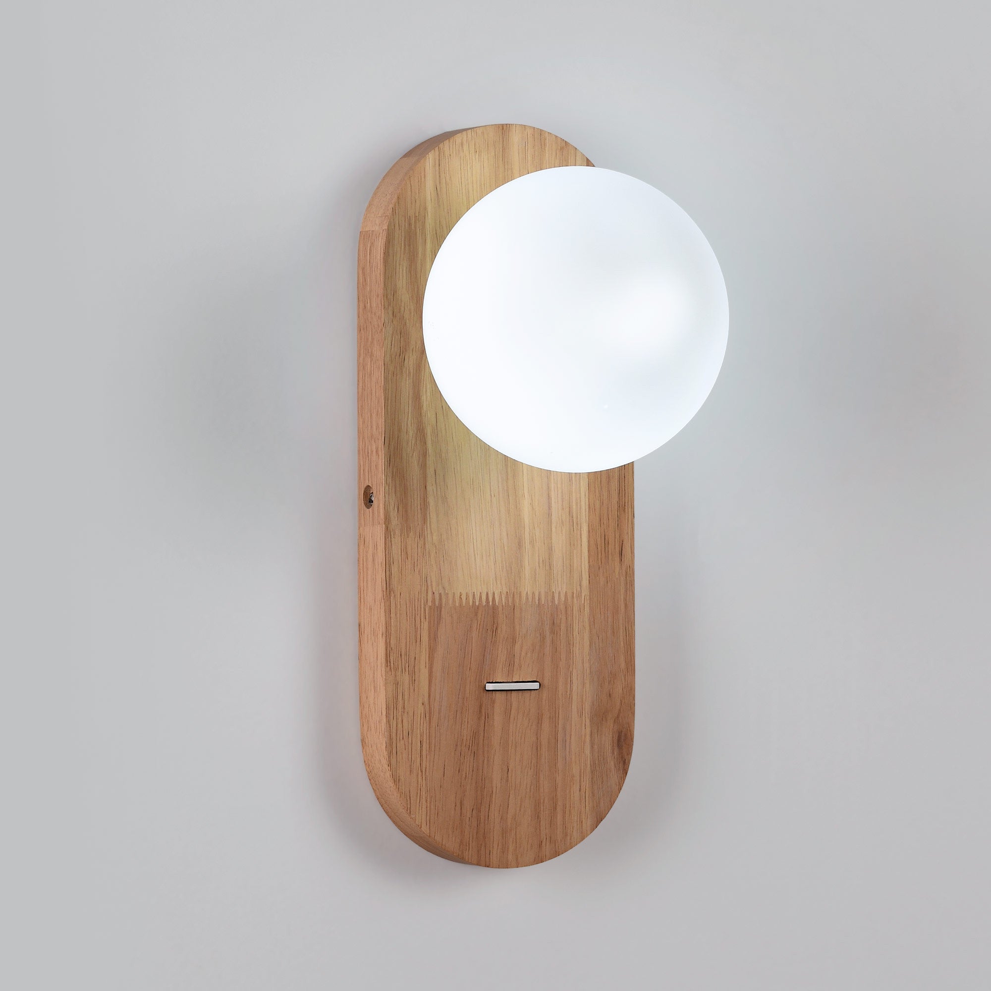 Aplique de pared bola cristal "SOMA" con interruptor - E27 - Madera (9)