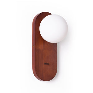Aplique de pared bola cristal "SOMA" con interruptor - E27 - Madera (11)