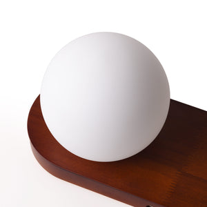 Aplique de pared bola cristal "SOMA" con interruptor - E27 - Madera (19)