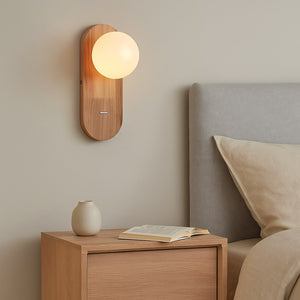 Aplique de pared bola cristal "SOMA" con interruptor - E27 - Madera (20)