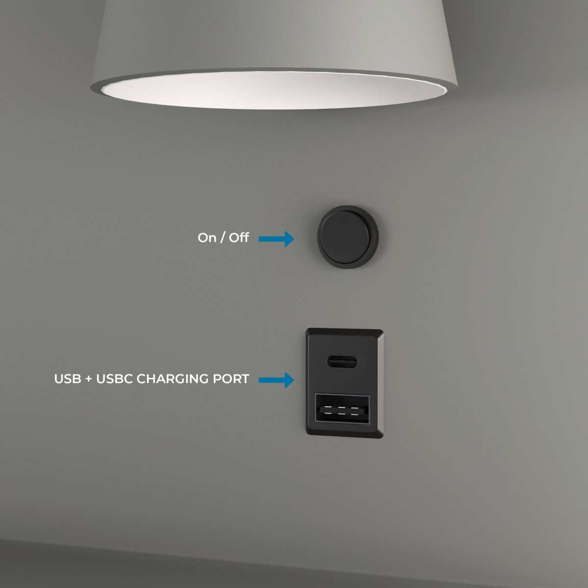 Aplique de pared para lectura con puerto USB y USBC "BASKOP" - 6W - Izquierda y Derecha - Barcelona Led-Decoración
