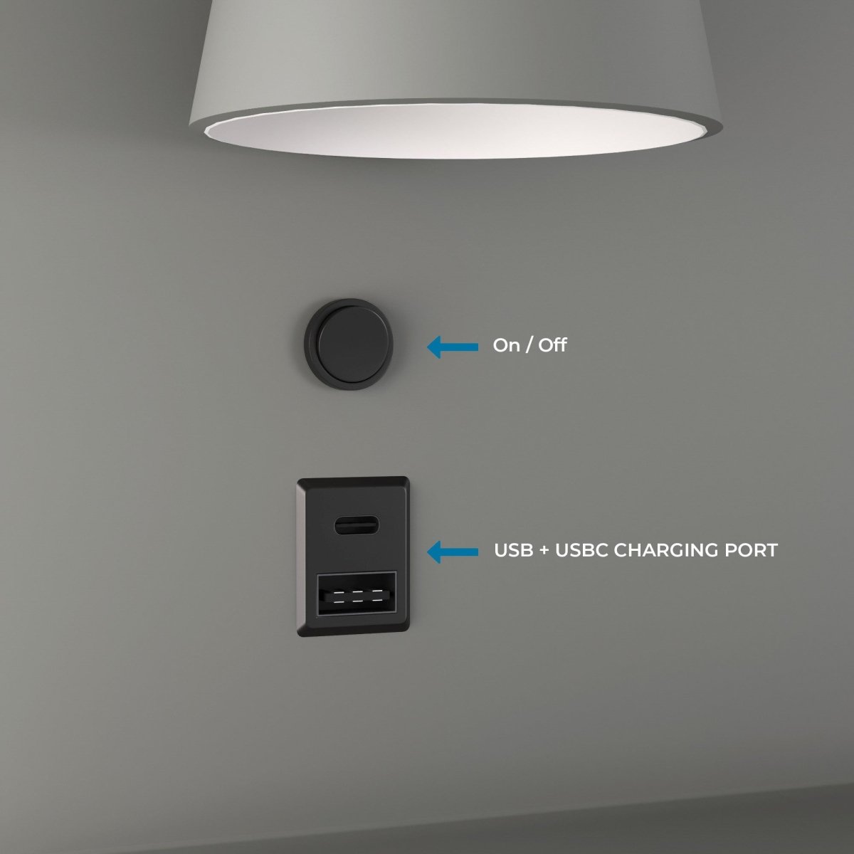 Aplique de pared para lectura con puerto USB y USBC "BASKOP" - 6W - Izquierda y Derecha - Barcelona Led-Decoración